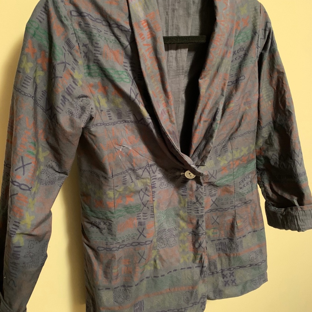 Distressed linen blazer